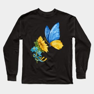 Make Peace Butterfly Sunflower Gift Long Sleeve T-Shirt